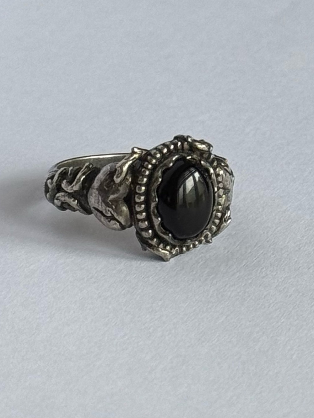 Clocks and Colours: HELLCAT X ONYX: Sterling Silver Ring with Black Onyx Size 7
